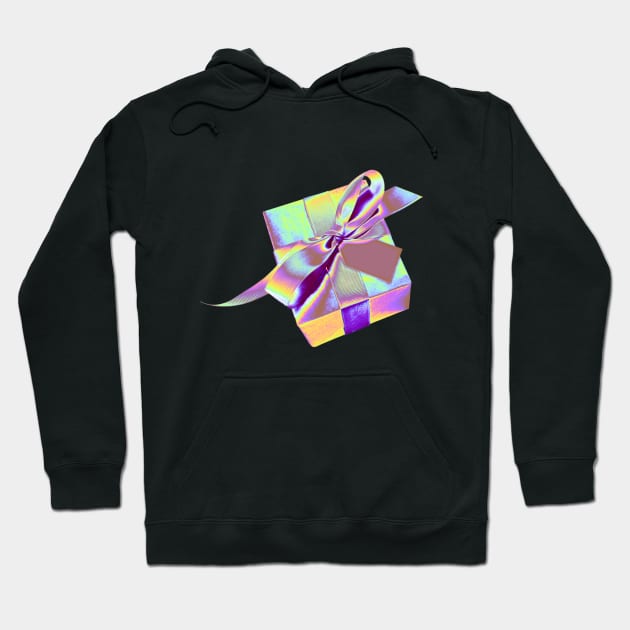 Holographic Gifts Pattern Hoodie by dinaaaaaah